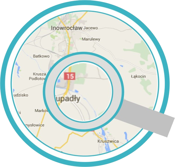 obrazek przedstawiający mapę i lupę z powiększonym fragmentem mapy